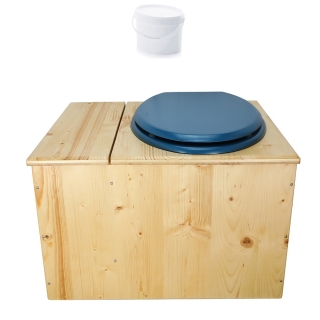 Toilette sèche huilée avec bac à copeaux de bois - La Bac bleu nuit