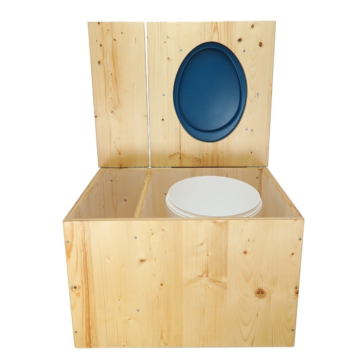  Toilette sèche huilée avec bac à copeaux de bois - La Bac bleu nuit