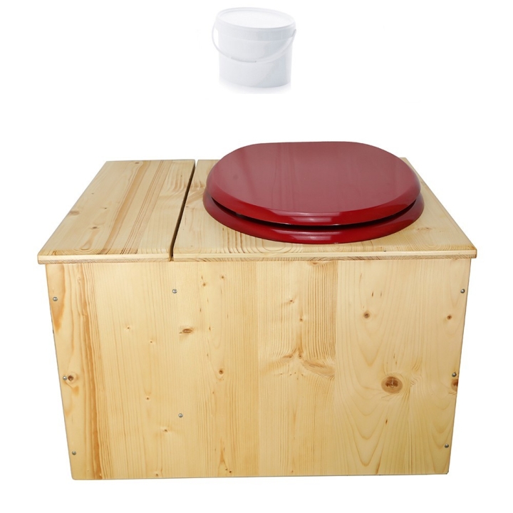 Toilette sèche huilée avec bac à copeaux de bois - La Bac rouge framboise