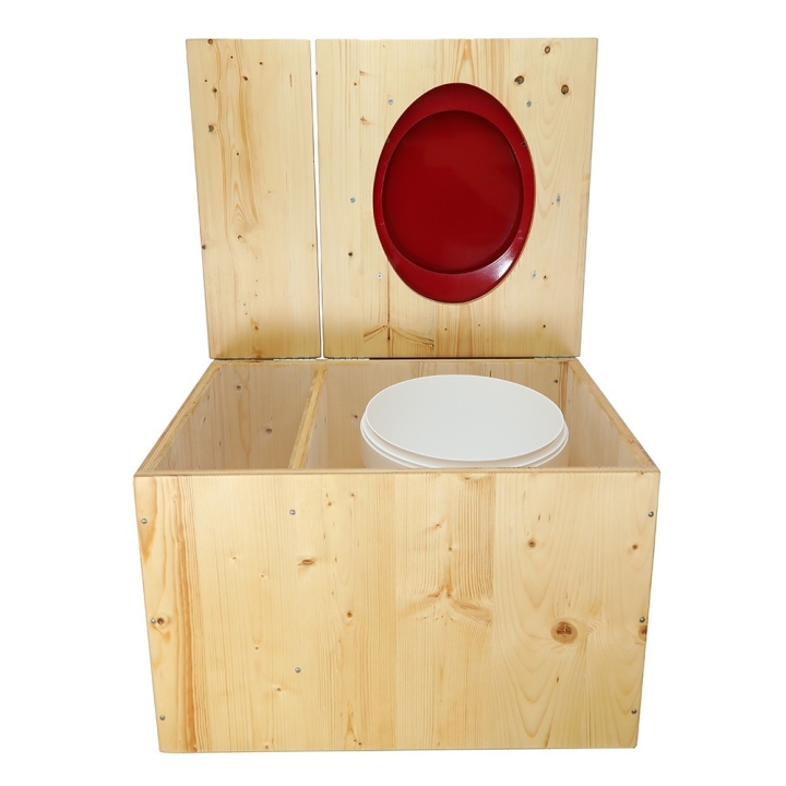  Toilette sèche huilée avec bac à copeaux de bois - La Bac rouge framboise