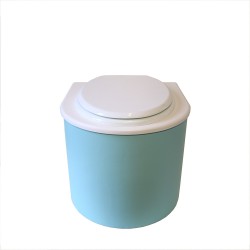 Toilette sèche arrondie bleu glacier / blanc avec seau 22L plastique