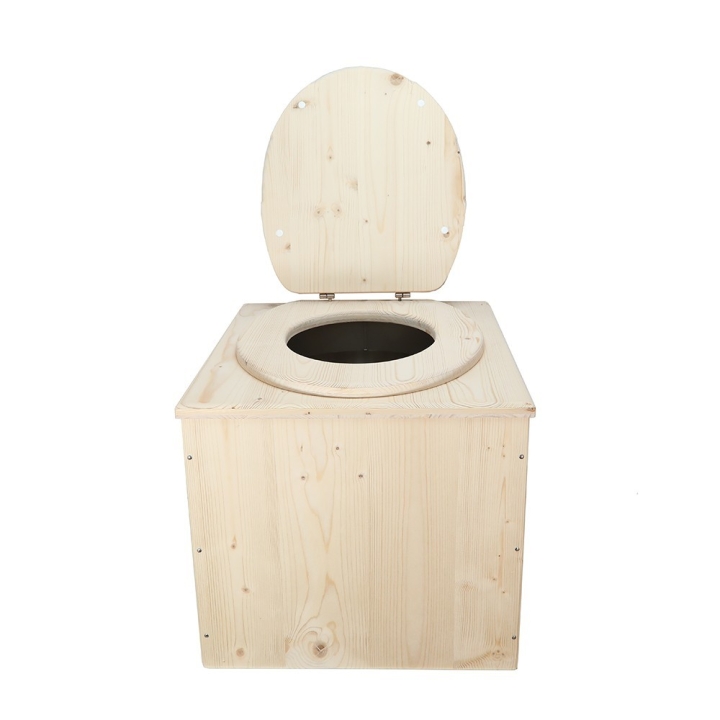  Toilette sèche en bois brut complète avec seau inox et bavette inox