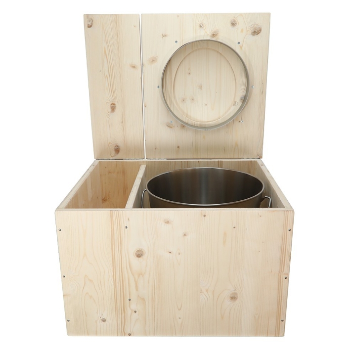  Toilette sèche avec bac à copeaux de bois complet avec bavette inox et seau inox