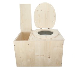 Toilette sèche intérieure avec bac à copeaux de bois