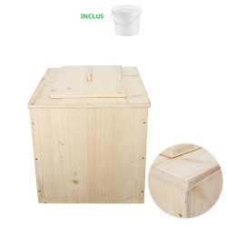 Toilette sèche en bois premier prix avec seau plastique 20 litres