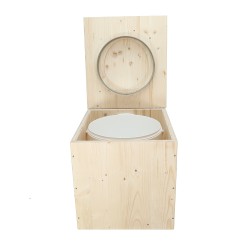 Toilette sèche en bois avec seau 20L plastique et bavette inox