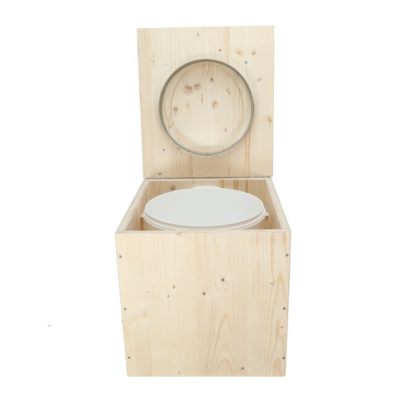 Toilette sèche avec abattant en Bambou, seau inox et bavette inox