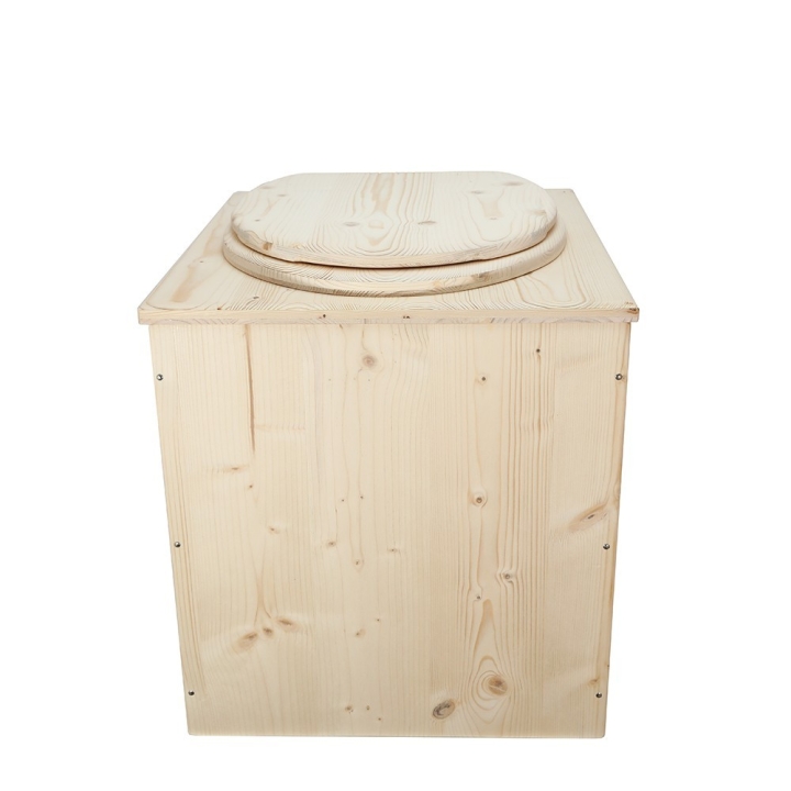  Toilette sèche en bois complète avec seau inox et bavette inox - modèle rehaussé PMR