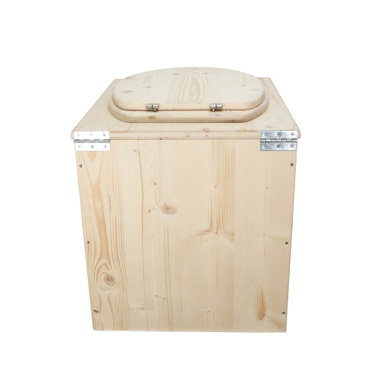  Toilette sèche en bois complète avec seau inox et bavette inox - modèle rehaussé PMR