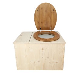 Toilette sèche avec bac à copeaux de bois, seau 18L, abattant bambou
