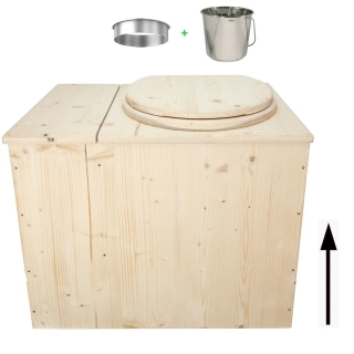 Toilette sèche avec bac à copeaux de bois vendue complète avec bavette inox et seau inox - modèle PMR