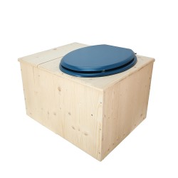 Toilette sèche avec bac à copeaux de bois, seau plastique 18L, abattant bleu