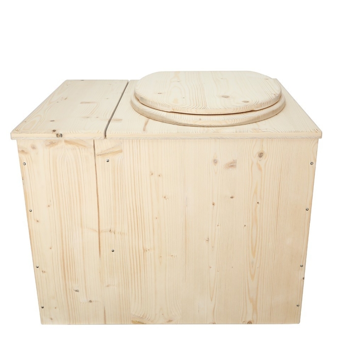  Toilette sèche avec bac à copeaux de bois vendue complète avec bavette inox et seau inox - modèle PMR