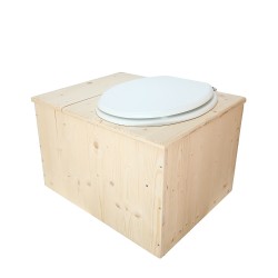 Toilette sèche avec bac à copeaux de bois, seau plastique 18L, abattant blanc