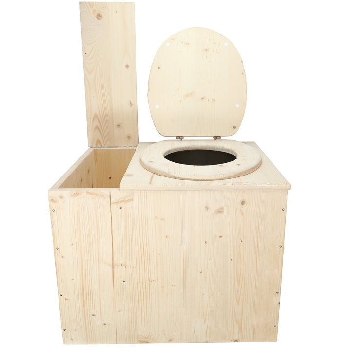  Toilette sèche avec bac à copeaux de bois vendue complète avec bavette inox et seau inox 14 litres - modèle PMR
