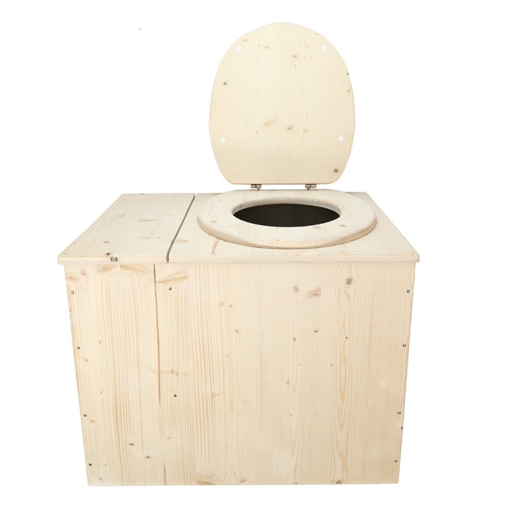  Toilette sèche avec bac à copeaux de bois vendue complète avec bavette inox et seau inox - modèle PMR
