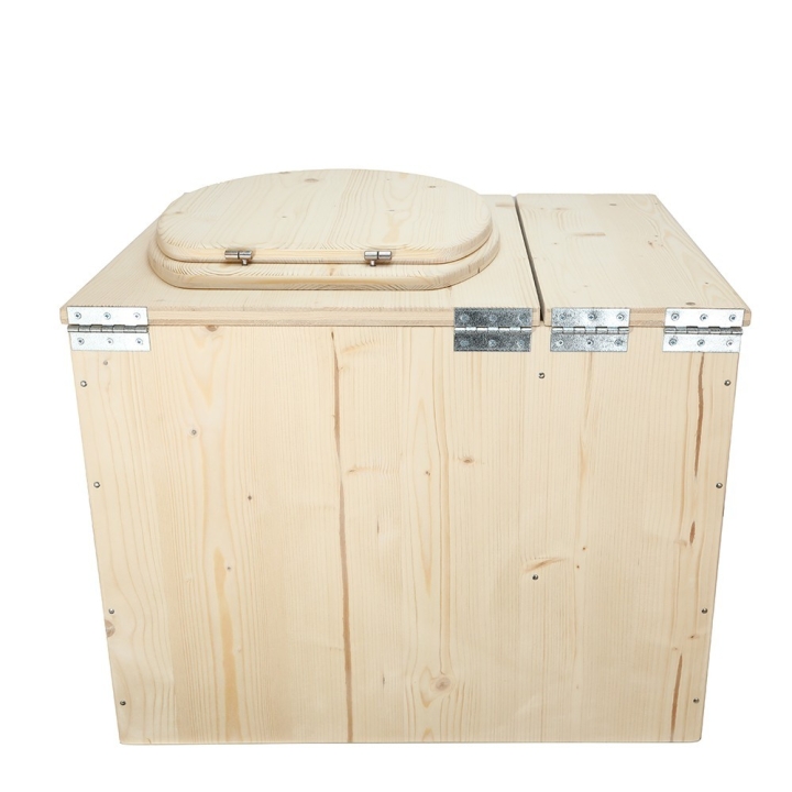  Toilette sèche avec bac à copeaux de bois vendue complète avec bavette inox et seau inox - modèle PMR