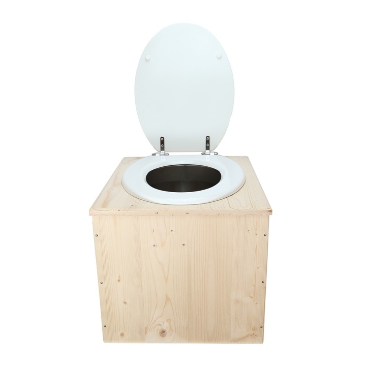  Toilette sèche en bois brut avec bavette inox