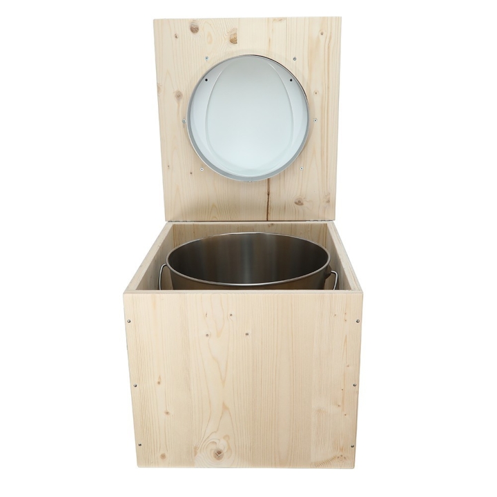 seau inox et abattant blanc