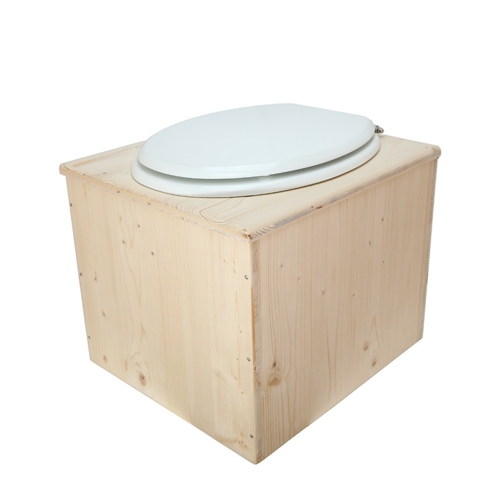  Toilette sèche en bois brut avec bavette inox