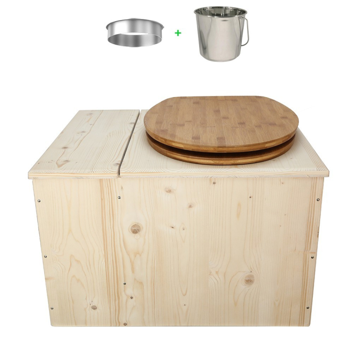 Toilette sèche avec bac à copeaux de bois