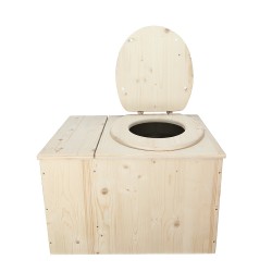Toilette sèche avec bac à copeaux de bois complet avec bavette inox et seau inox