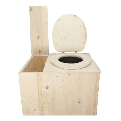 Toilette sèche avec bac à copeaux de bois complet avec bavette inox et seau inox