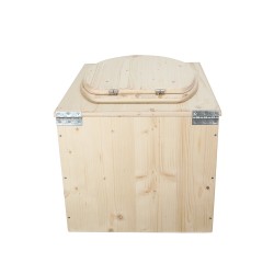 Toilette sèche en bois brut complète avec seau plastique 22L et bavette inox