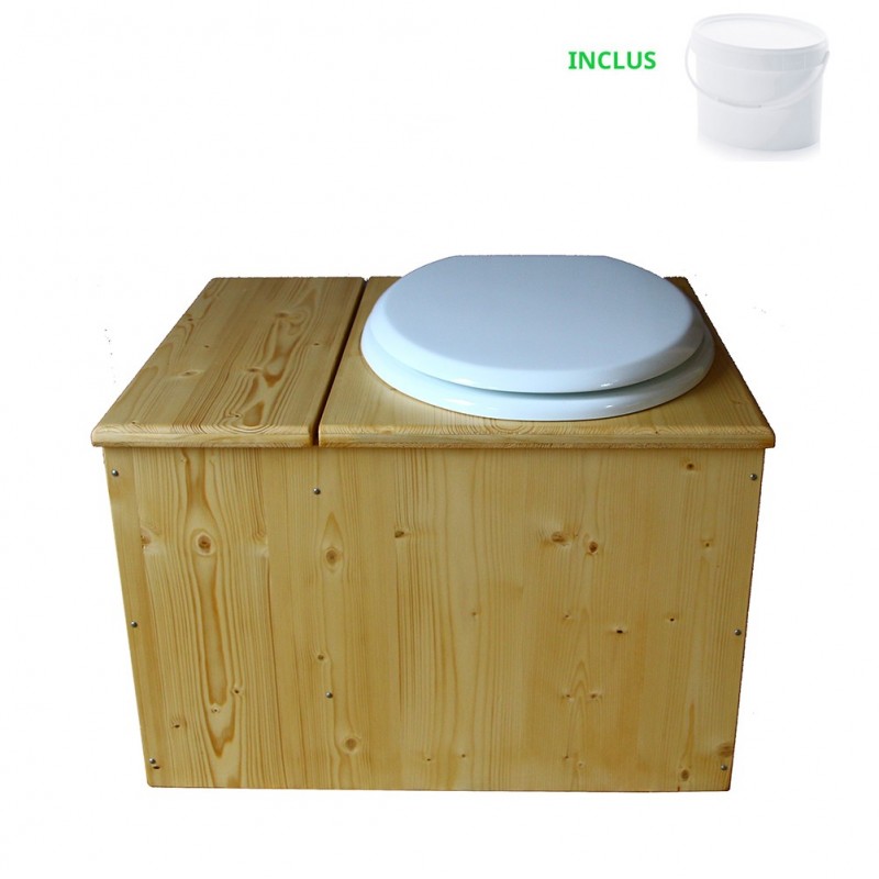 Toilette sèche huilée avec bac à copeaux de bois - La Bac blanche