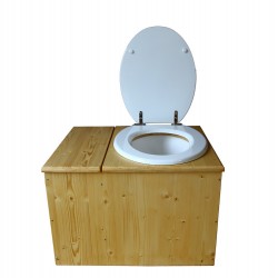 Toilette sèche huilée avec bac à copeaux de bois - La Bac blanche