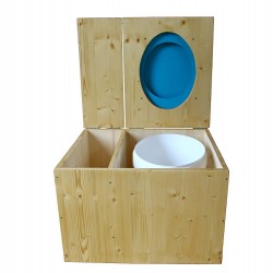 Toilette sèche huilée avec bac à copeaux de bois - La Bac bleu turquoise