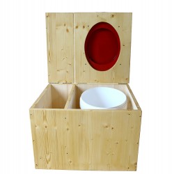 Toilette sèche huilée avec bac à copeaux de bois - La Bac rouge framboise