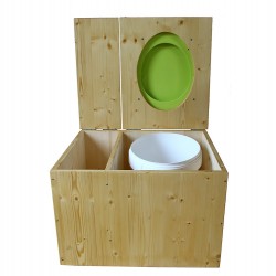 Toilette sèche huilée avec bac à copeaux de bois - La Bac vert pomme