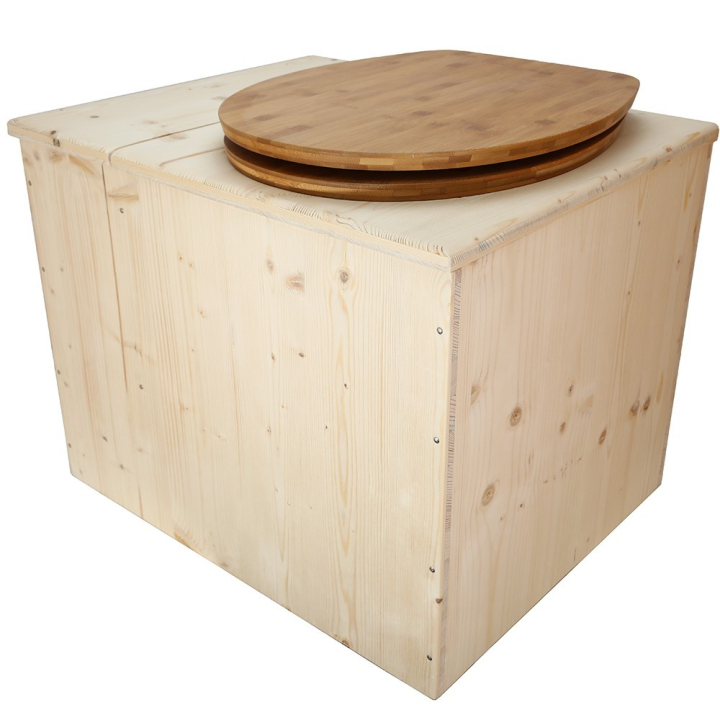  Toilette sèche avec bac à copeaux de bois - La Bac Bambou inox - modèle rehaussé PMR - hauteur d\'assise 50 cm