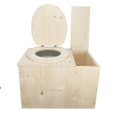 Toilette sèche avec bac à copeaux de bois complet avec bavette inox et seau 20 litres