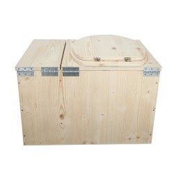 Toilette sèche avec bac à copeaux de bois complet avec bavette inox et seau 20 litres