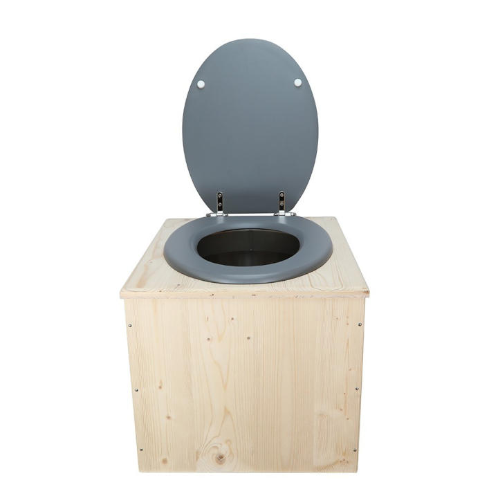  Toilette sèche en bois brut avec seau inox