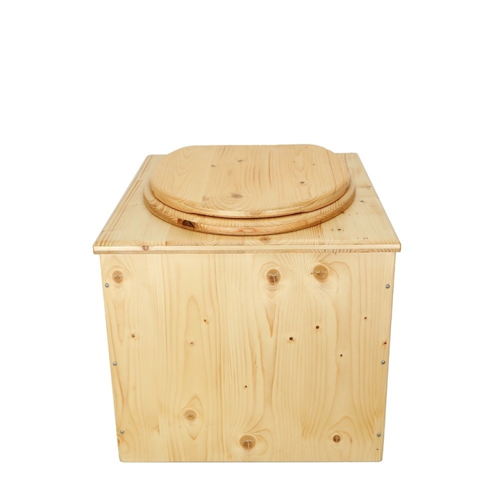  Toilette sèche en bois huilée avec seau inox et bavette inox