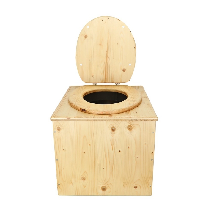  Toilette sèche en bois huilée avec seau inox et bavette inox