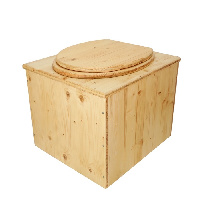  Toilette sèche en bois huilée avec seau inox et bavette inox