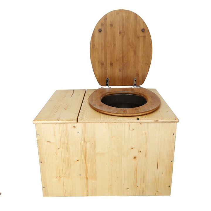  Toilette sèche huilée avec bac à copeaux de bois complète avec bavette inox et seau inox