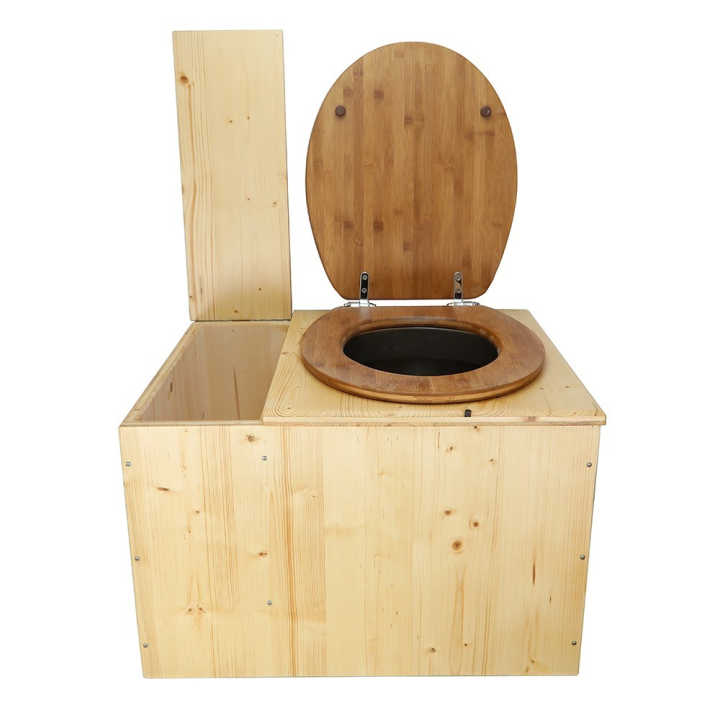  Toilette sèche huilée avec bac à copeaux de bois complète avec bavette inox et seau inox