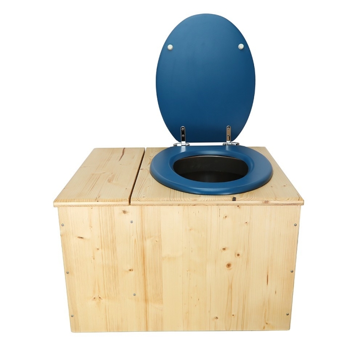  Toilette sèche huilée avec bac à copeaux de bois complète avec bavette inox Ø30cm et seau inox