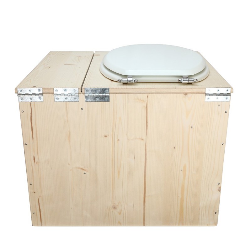 Toilette sèche rehaussée avec bac à copeaux, abattant blanc, seau 22L — free download
