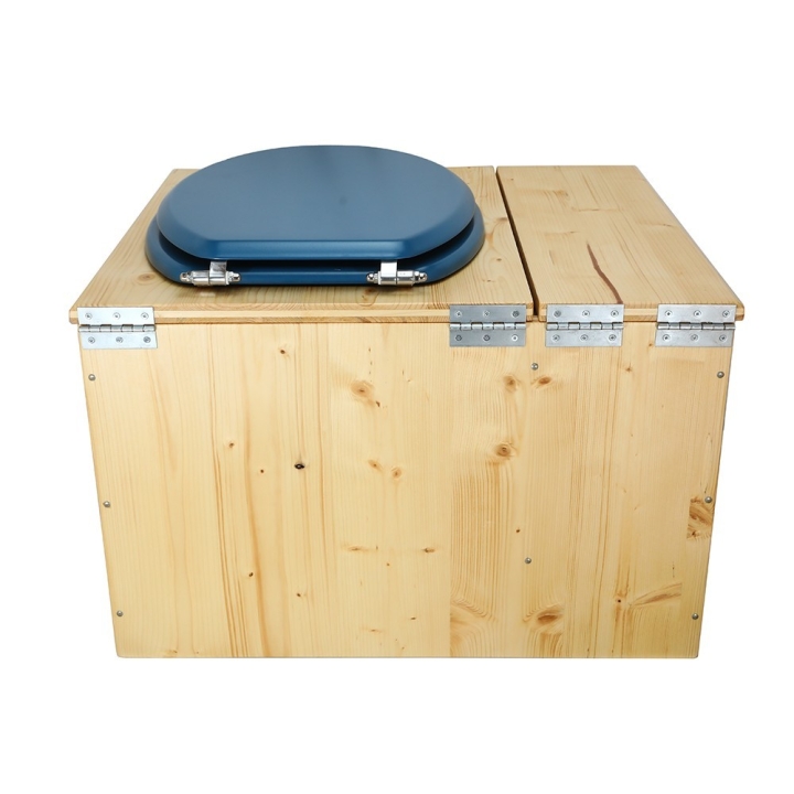  Toilette sèche huilée avec bac à copeaux de bois complète avec bavette inox Ø30cm et seau inox
