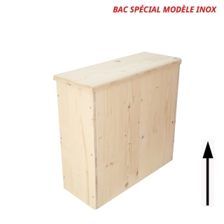 Bac à copeaux de bois avec couvercle pour toilette sèche - modèle brut spécialement adapté pour la gamme inox rehaussée
