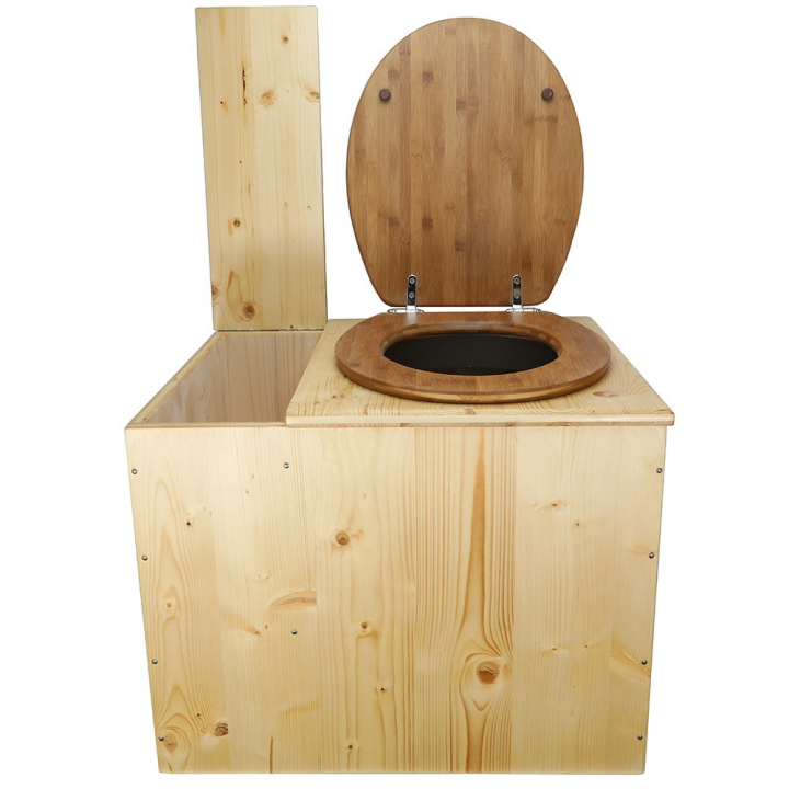  abattant bambou seau inox et bavette inox. Hauteur PMR 50 cm.