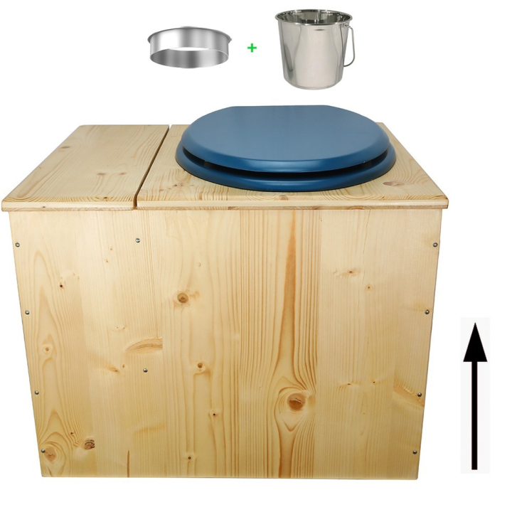 Toilette sèche en bois huilé avec bac intégré