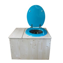 Toilette sèche avec bac à copeaux de bois, seau inox - La Bac Bleu turquoise inox