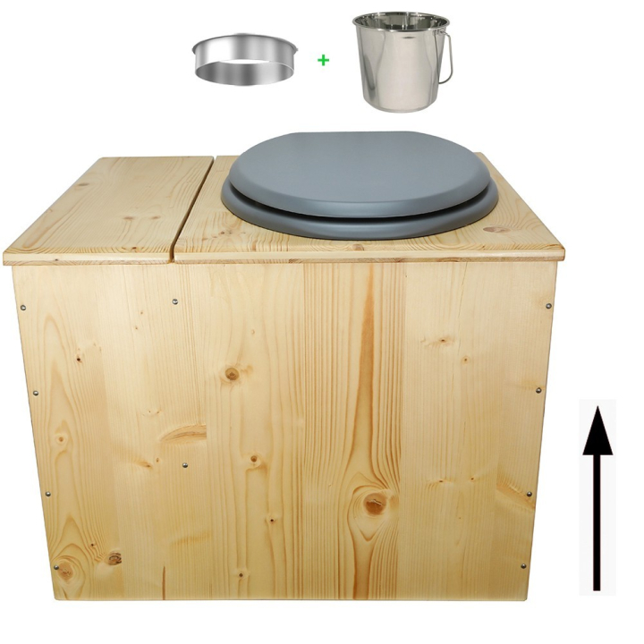 Toilette sèche en bois huilé avec bac intégré
